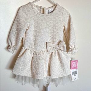 Rare Editions Ivory Dress w/Gold Sparkle & Bow-18 months. NWT Great Easter Dress